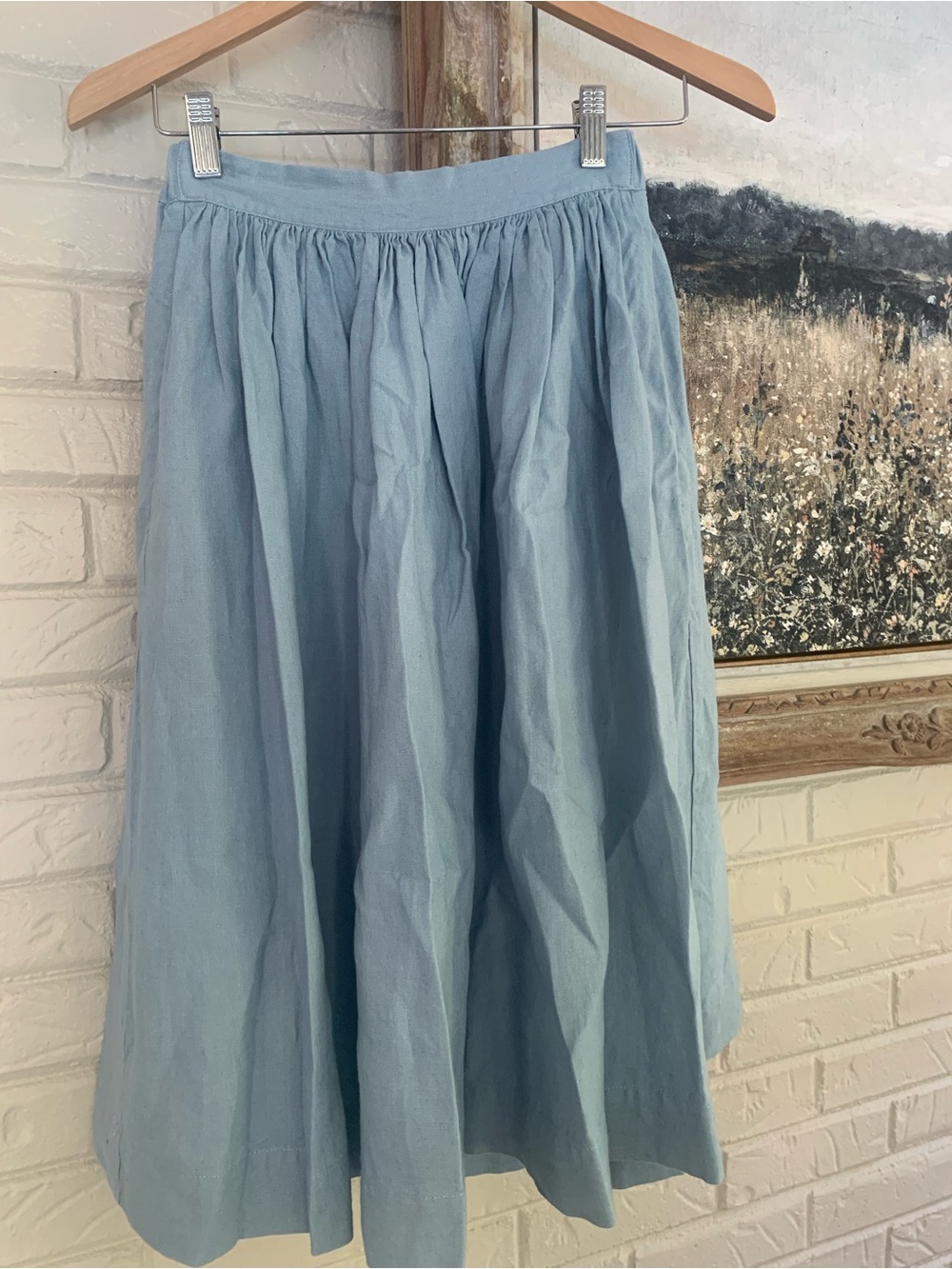 Not Perfect Linen Swedish Blue Women's Midi Skirt